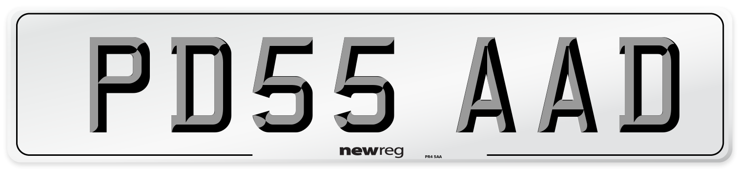 PD55 AAD Number Plate from New Reg